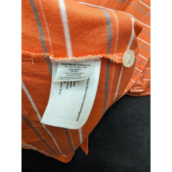 Brooks Brothers St Andrews Links Golf Polo Shirt Orange Striped Preppy Size L - Picture 5 of 8